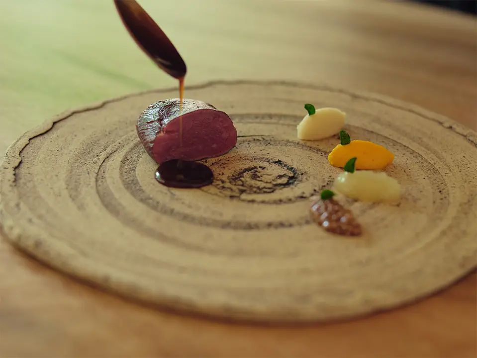 We try to produce and consume locally as much as possible with vegetables from our own farm.